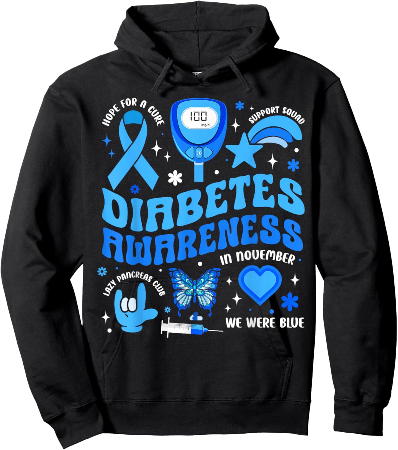 Diabetes Awareness Toddler Ribbon T1D Support Warrior Squad Hoodie - Hoodie | Black