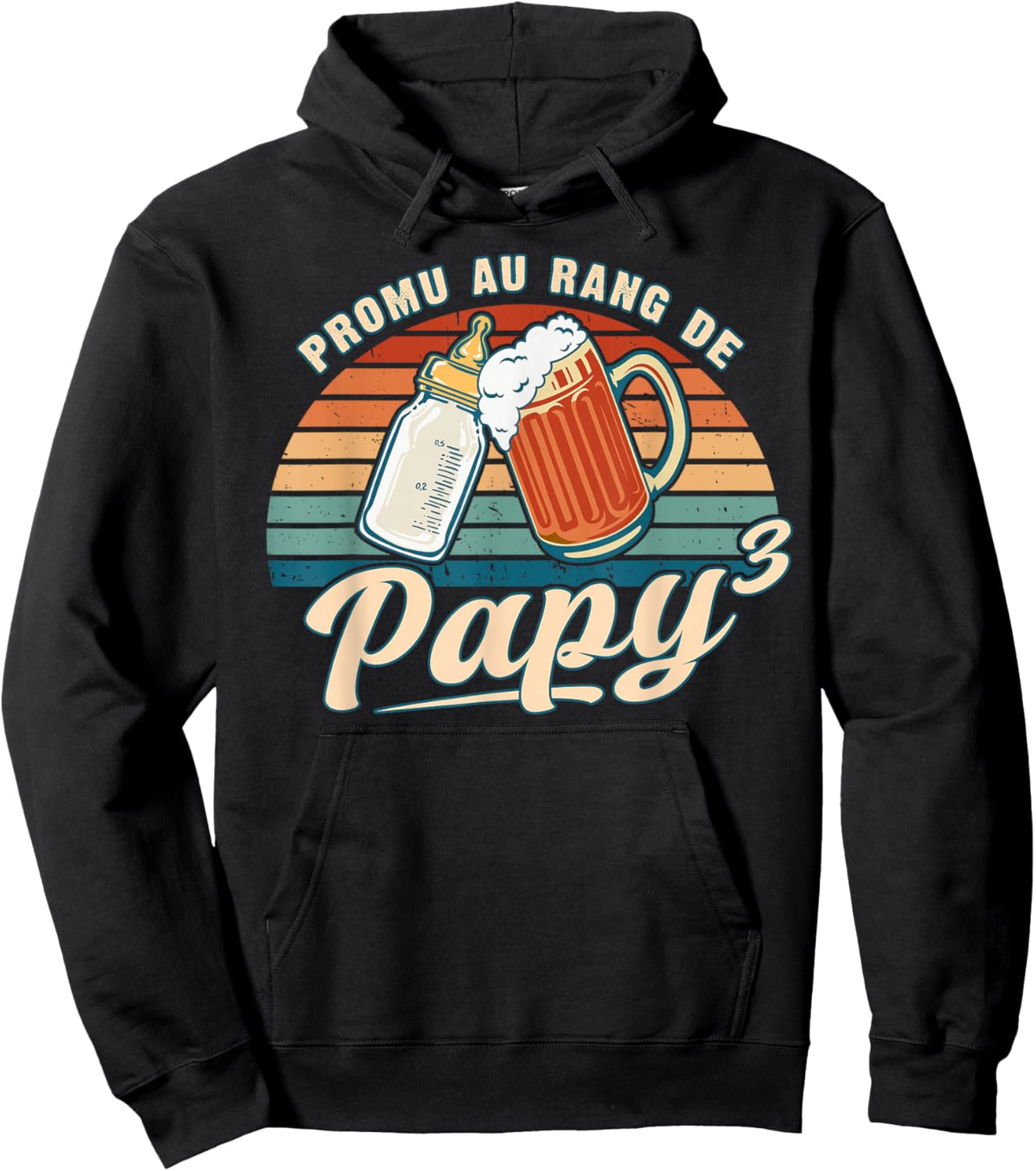 Promu Papy 3 Petit Enfant Futur Grand-Père Hoodie - Hoodie | Black