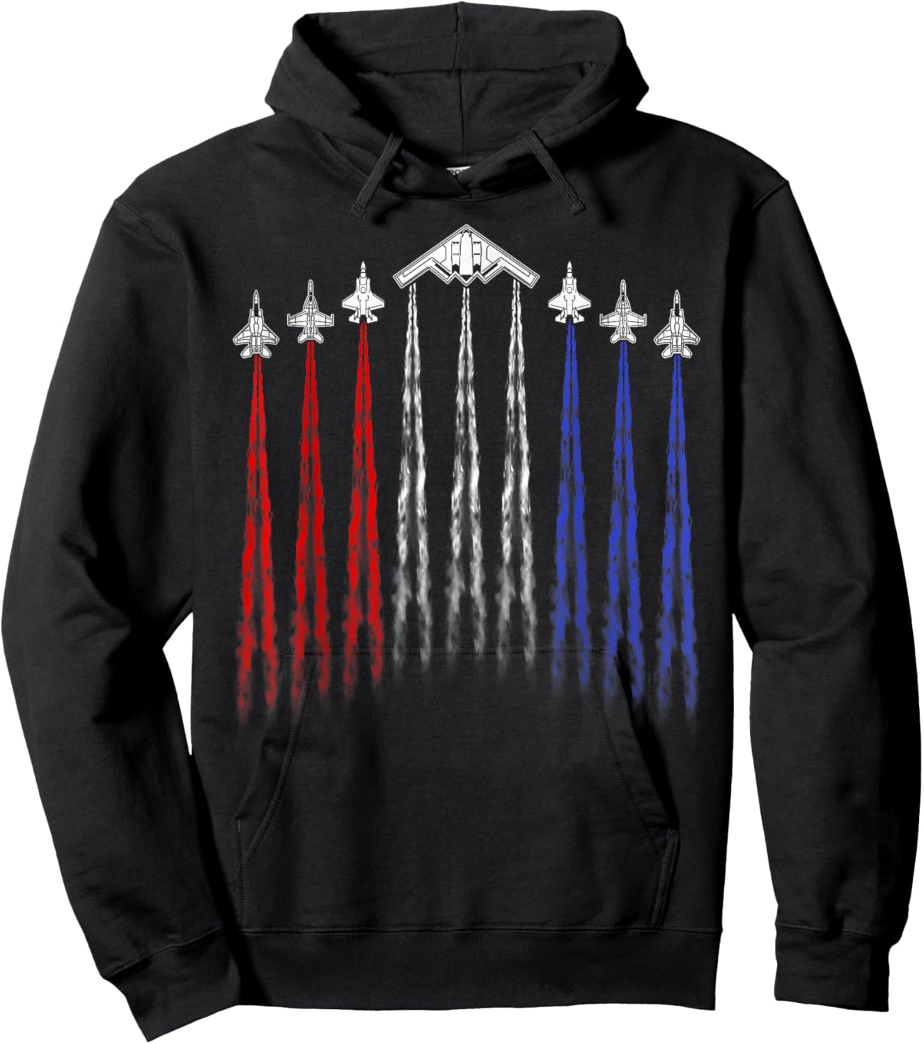 4th Of July Fighter Jet Airplane Red White Blue Patriotic Hoodie - Hoodie | Black