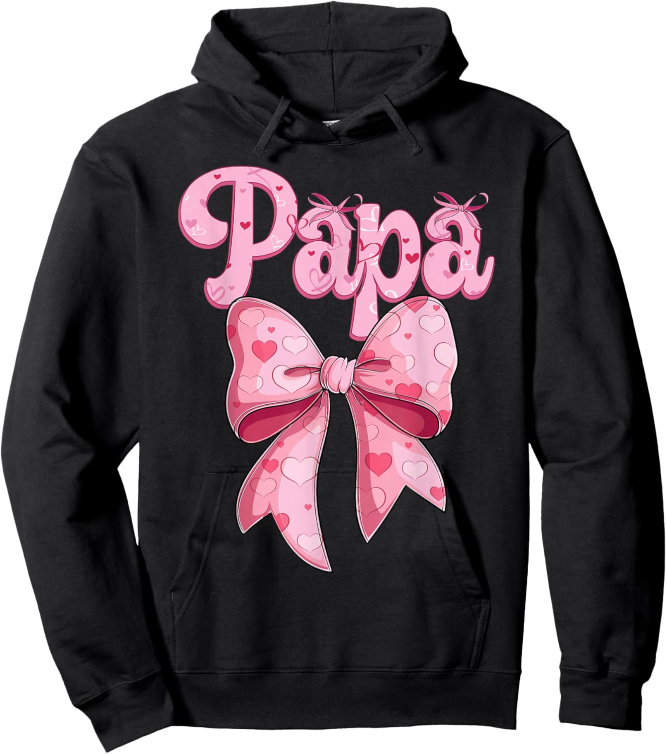 coquette bow family matching Groovy pink Papa Hoodie - Hoodie | Black