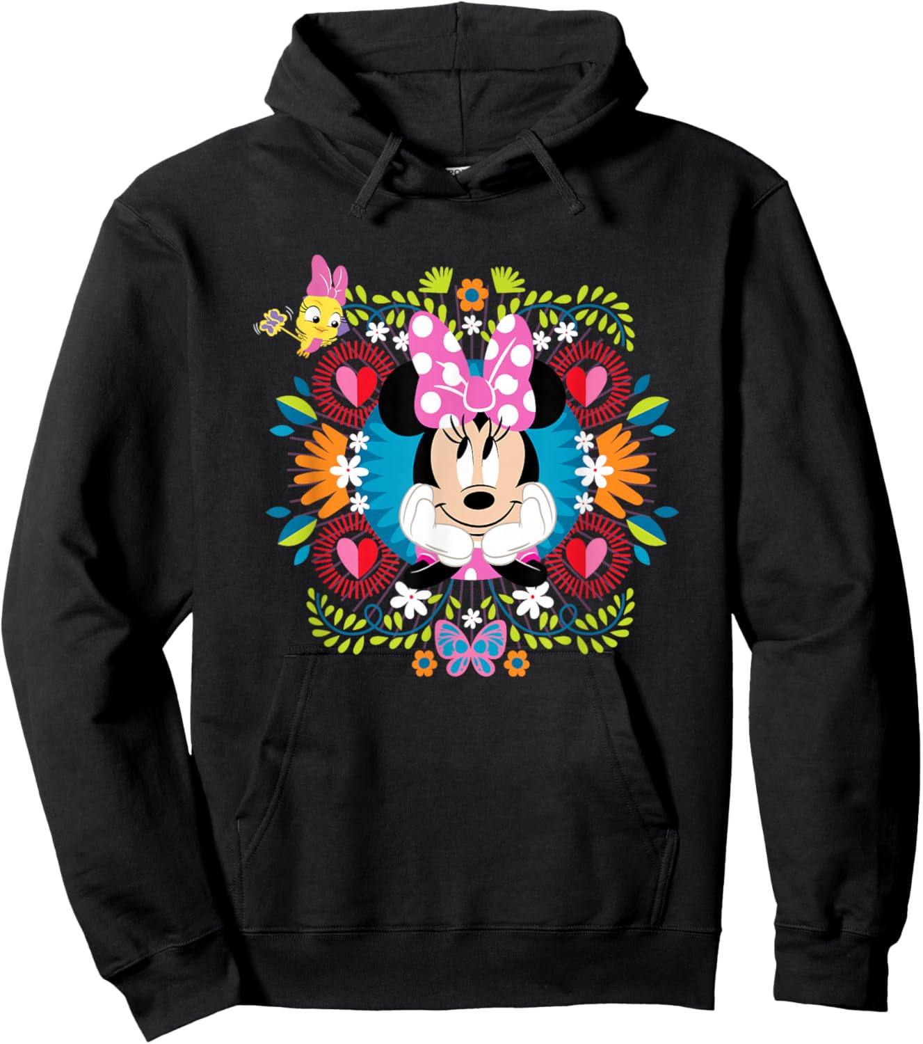 Disney Minnie Mouse Vintage Polka Dot Floral Frame Hoodie - Hoodie | Black