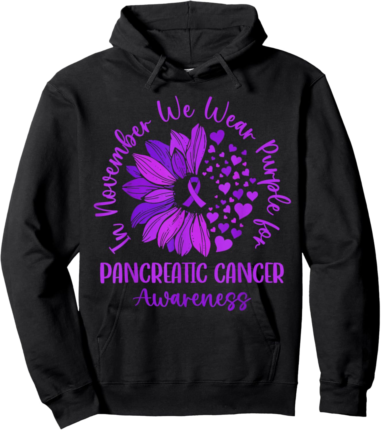 In November We Wear Purple for Pancreatic Cancer Awareness Hoodie - Hoodie | Black
