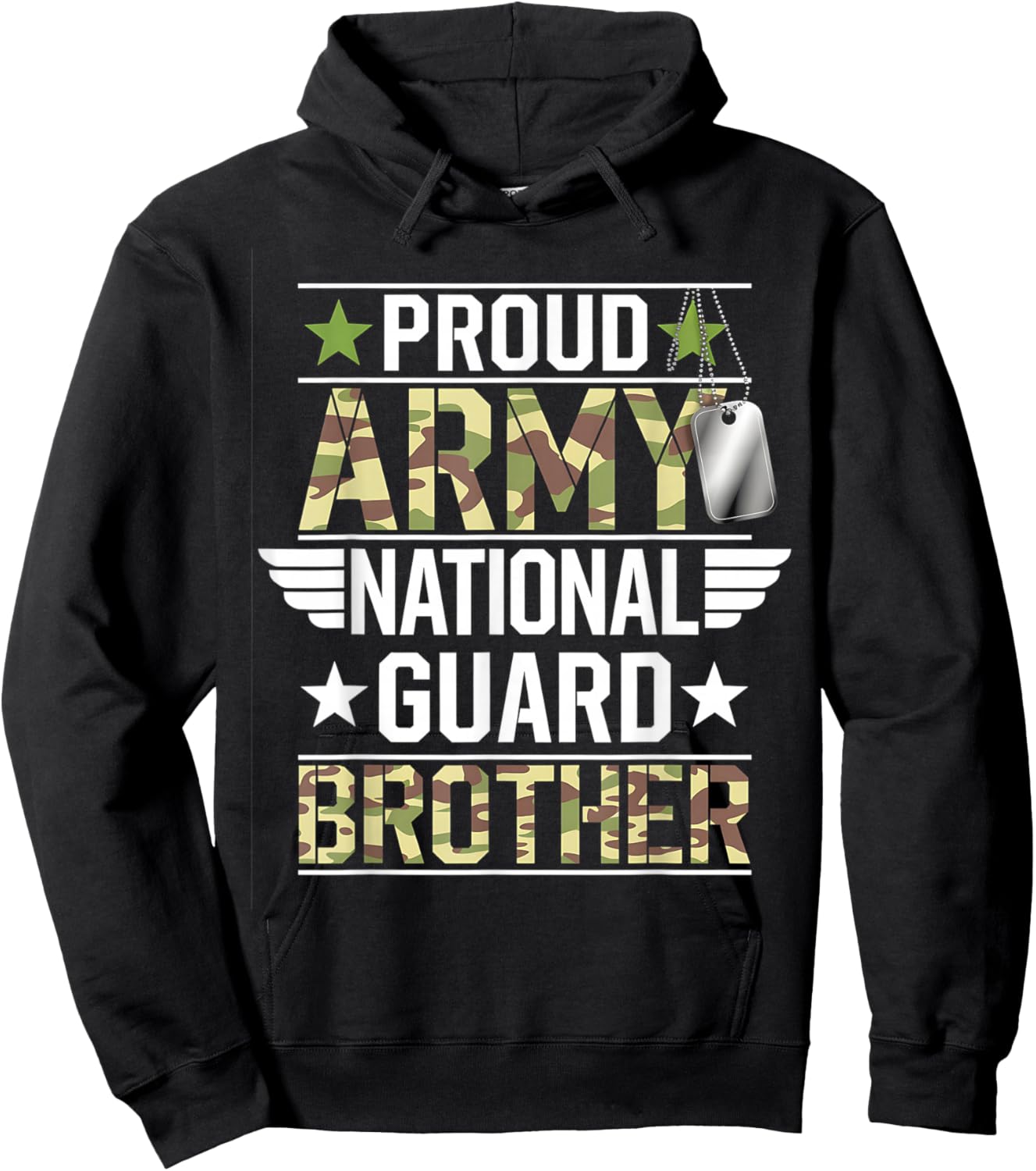Proud Army National Guard Brother Veterans Day American Flag Hoodie - Hoodie | Black