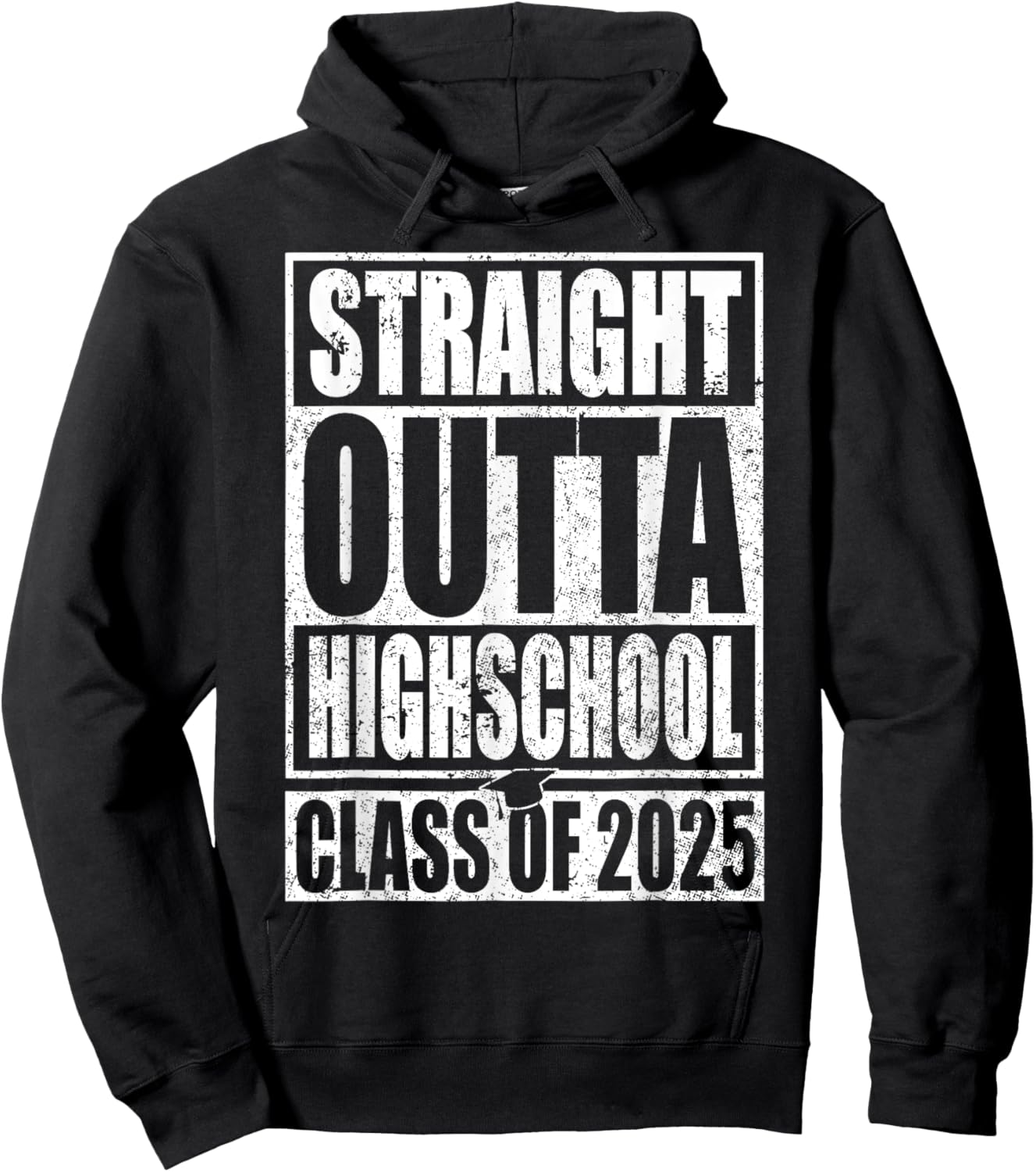 Straight Outta High School Graduation Class of 2025 Grad Hoodie - Hoodie | Black