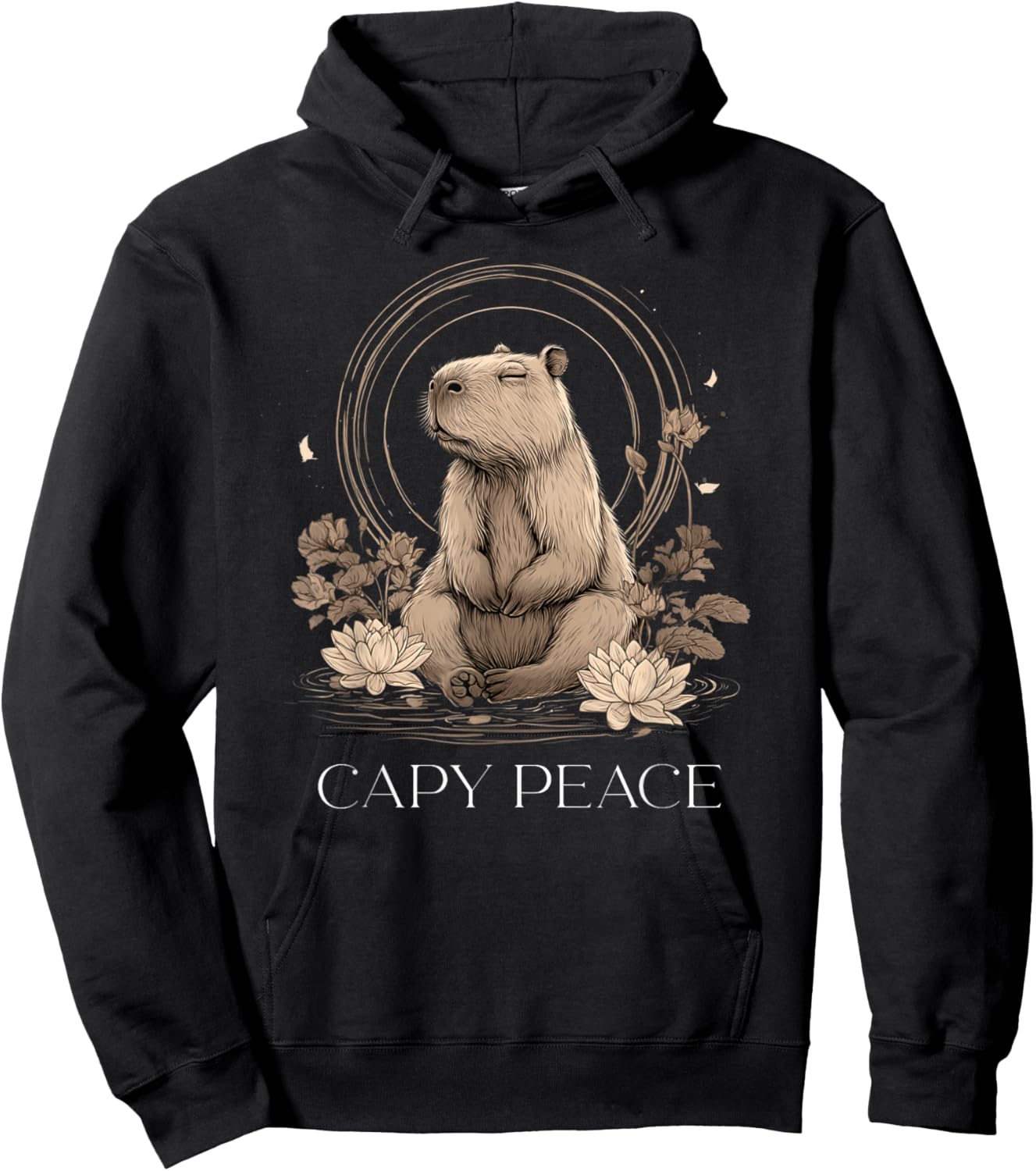 Capybara Peace Cute Yoga Hoodie - Hoodie | Black