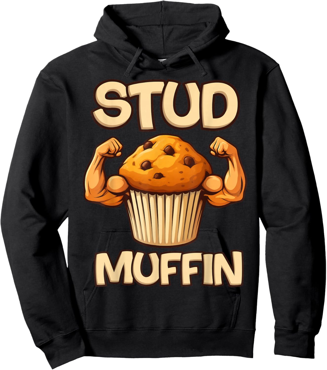 Stud Muffin with Muscle Arms Funny Fitness Workout Training Hoodie - Hoodie | Black