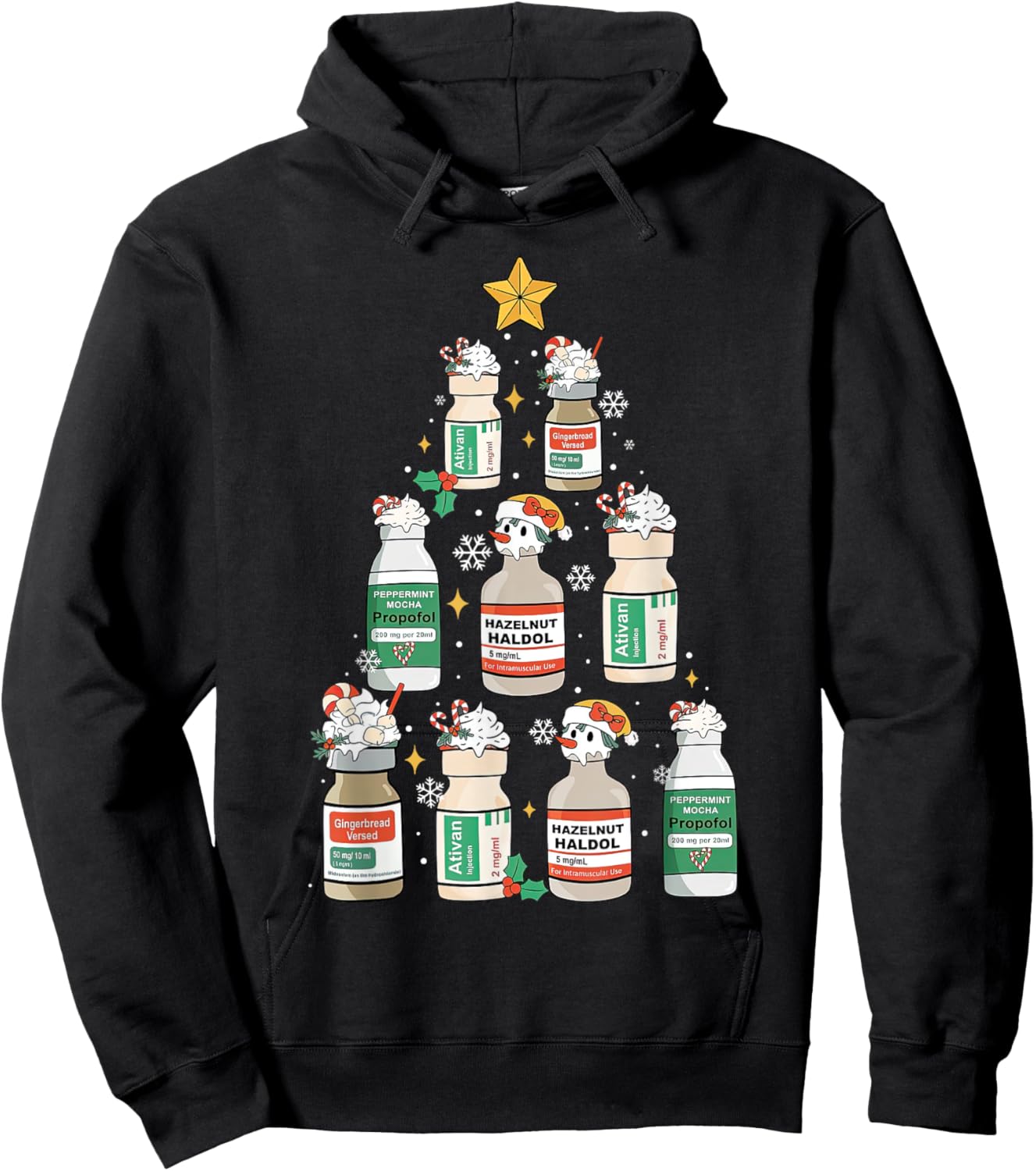 Nurse Christmas Tree Propofol RN ER ICU Nurse Xmas Nursing Hoodie - Hoodie | Black