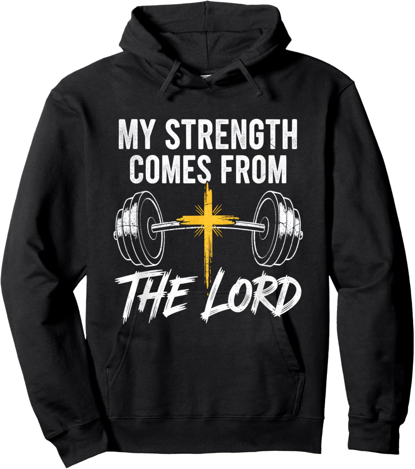 My Strength Comes from The Lord Gym Christian Bible Workout Hoodie - Hoodie | Black