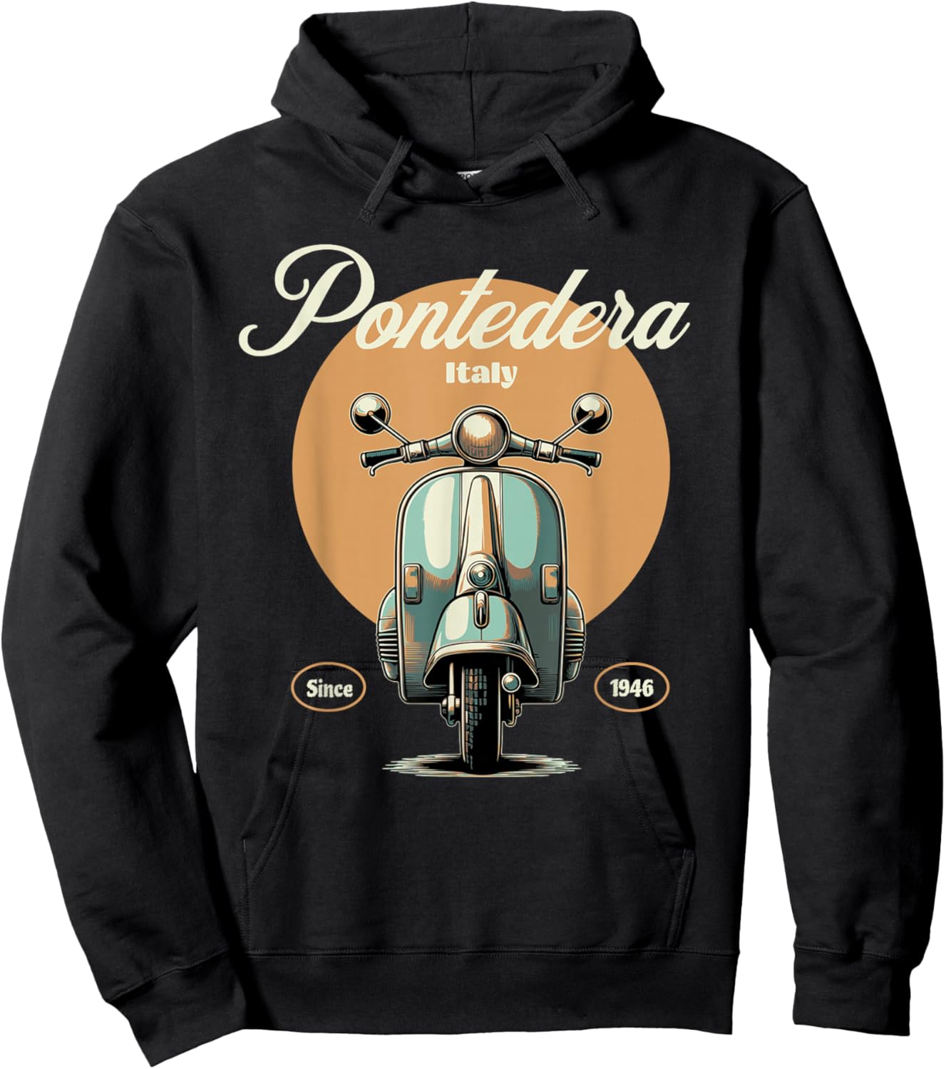 Pontedera Italy | Vintage Italian Scooter| Tuscany Travel Hoodie - Hoodie | Black