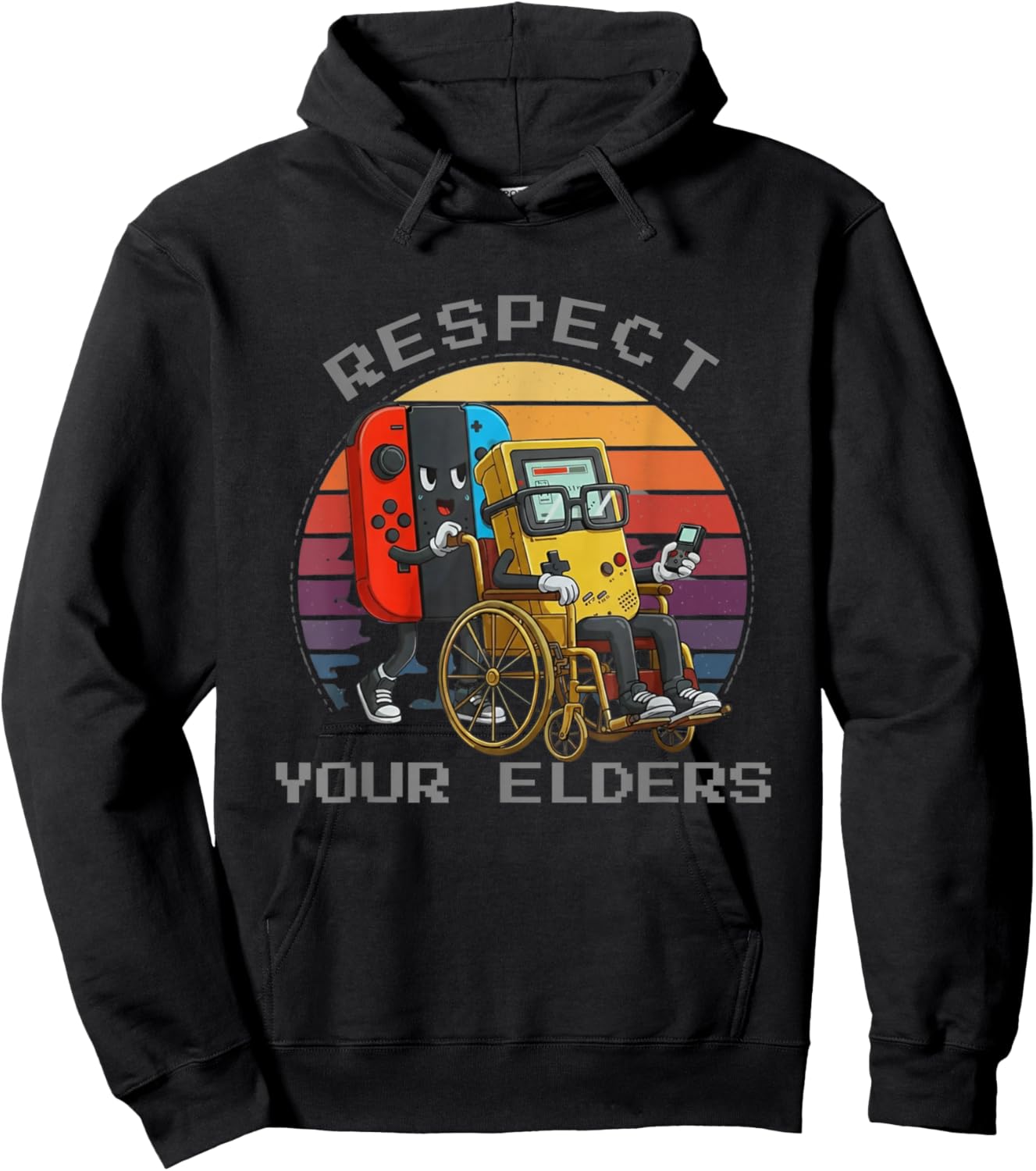 Respect Your Elders Retro Gaming Funny Video Game 80s Gamer Hoodie - Hoodie | Black