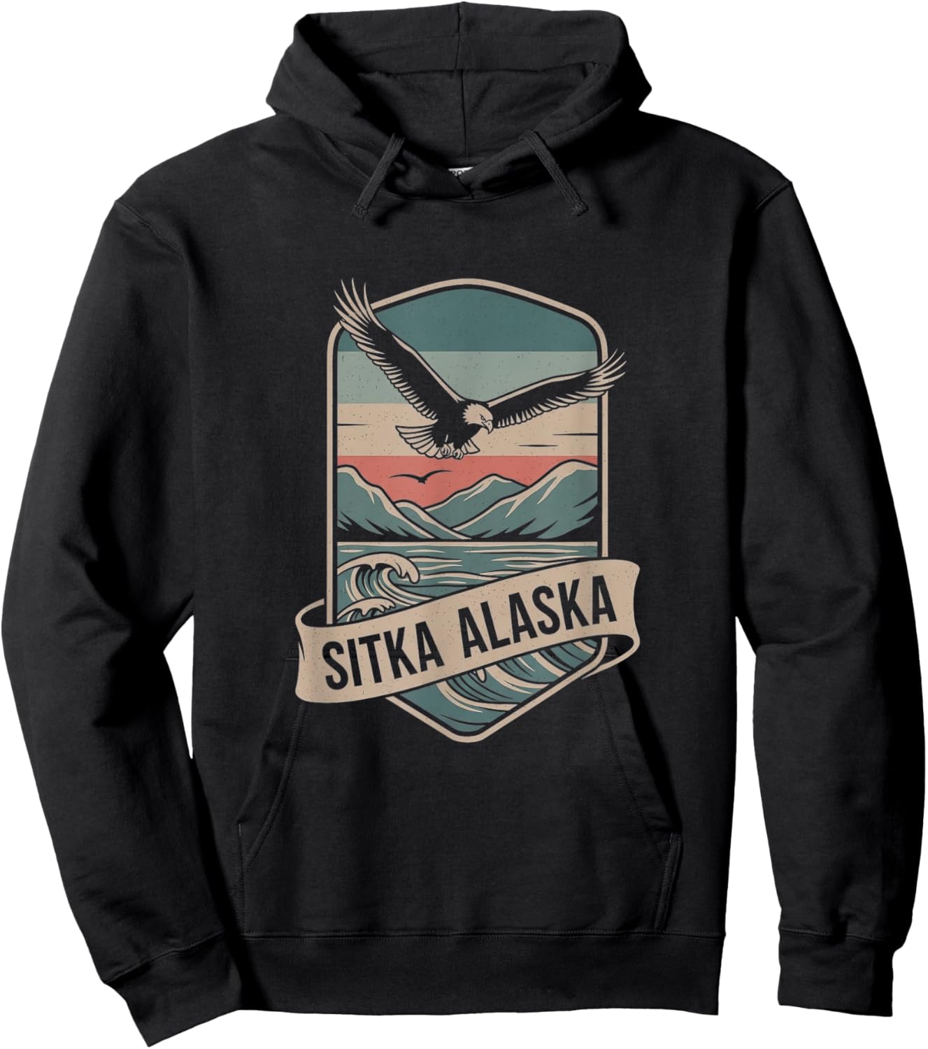 Retro Sitka Alaska Drawing Art Design Hoodie - Hoodie | Black