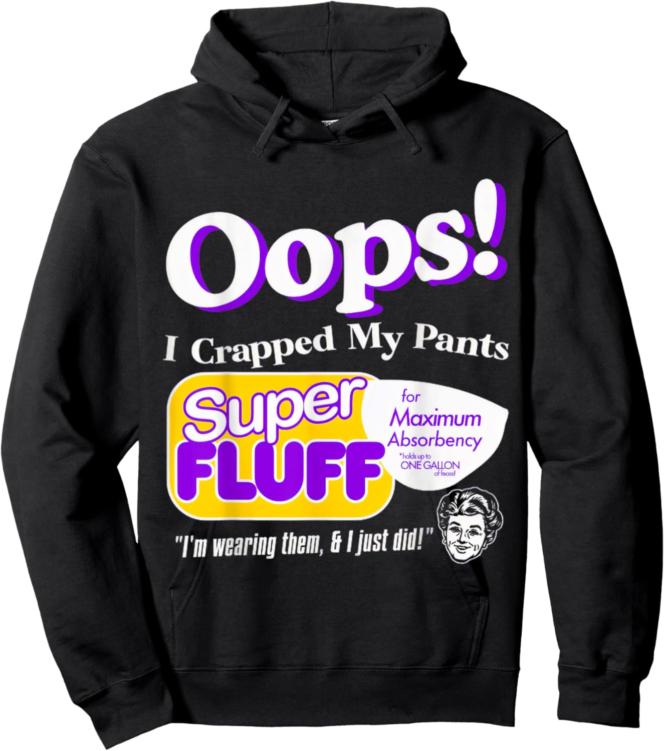 ndsndf Oops I Crapped Funny My Pants Vintage Retro Distressed Black Short Sleeve , Small, Adult, Humor, Casual, Everyday, Halloween Hoodie - Hoodie | Black