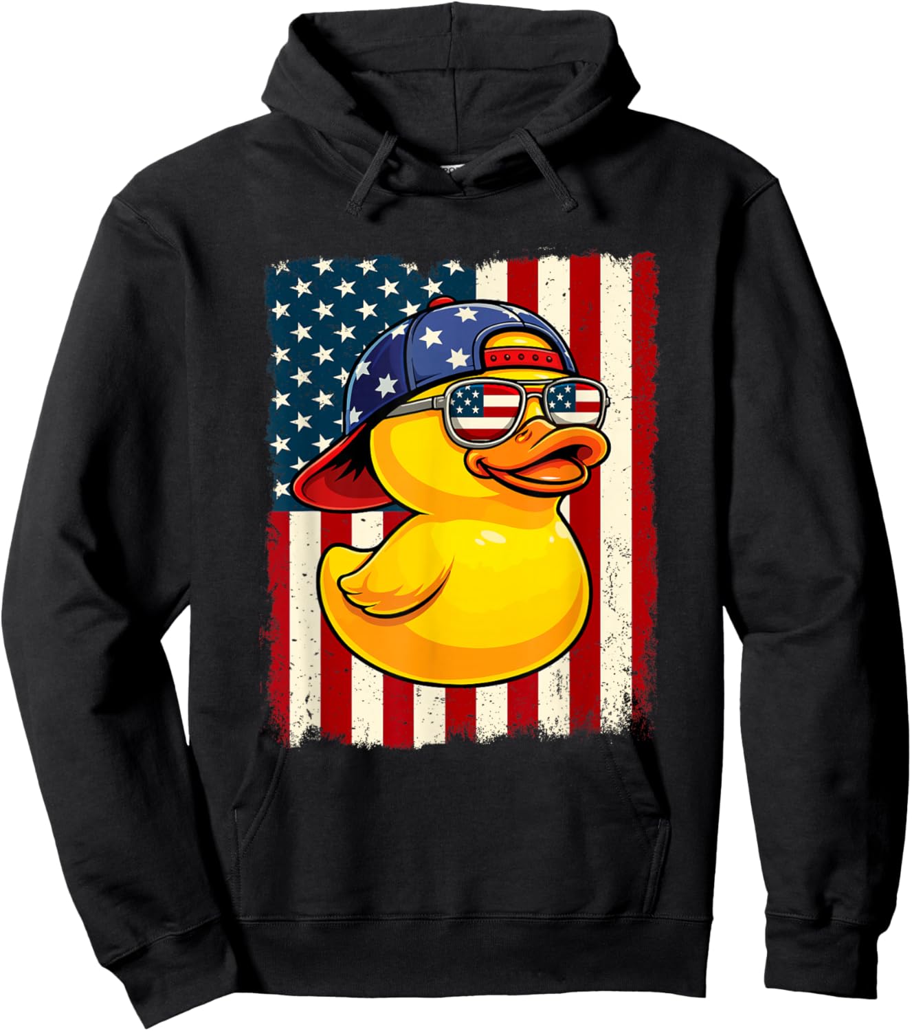 Rubber Duck US Flag - Rubber Duck Lover Duckie Duckling Hoodie - Hoodie | Black