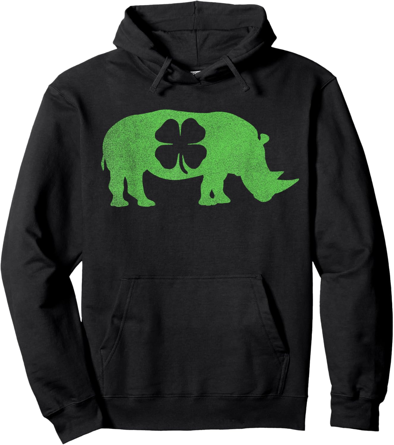 Rhino Rhinoceros - Shamrock St. Patrick's Day Saint Paddy's Hoodie - Hoodie | Black