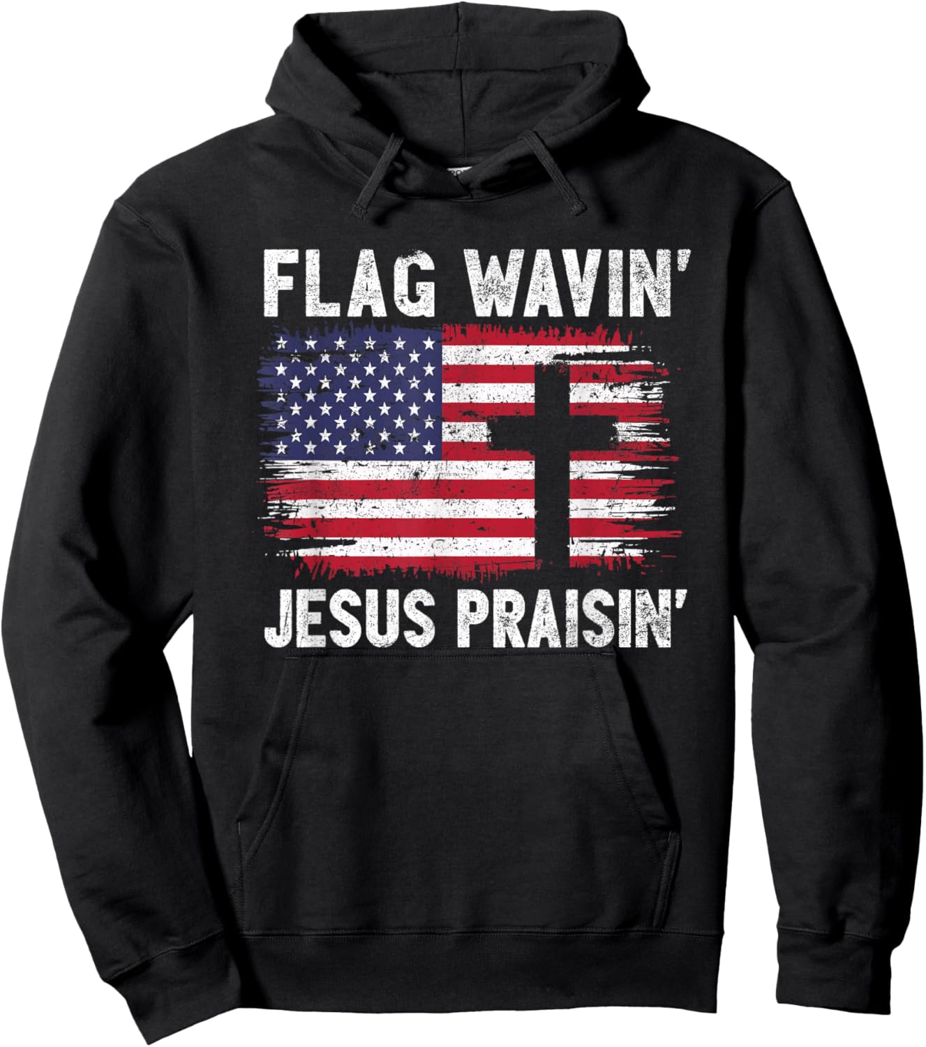 Faith & Freedom Christian America Flag Waving Jesus Praising Hoodie - Hoodie | Black