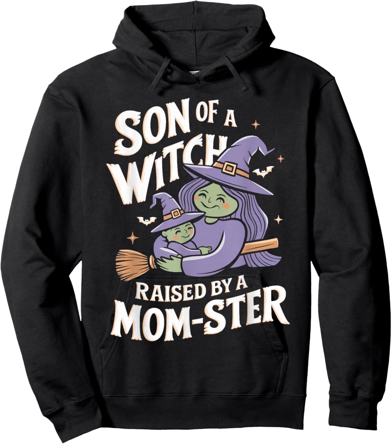 Son of a Witch Raised by a Mom ster Mom and Son Halloween Hoodie - Hoodie | Black