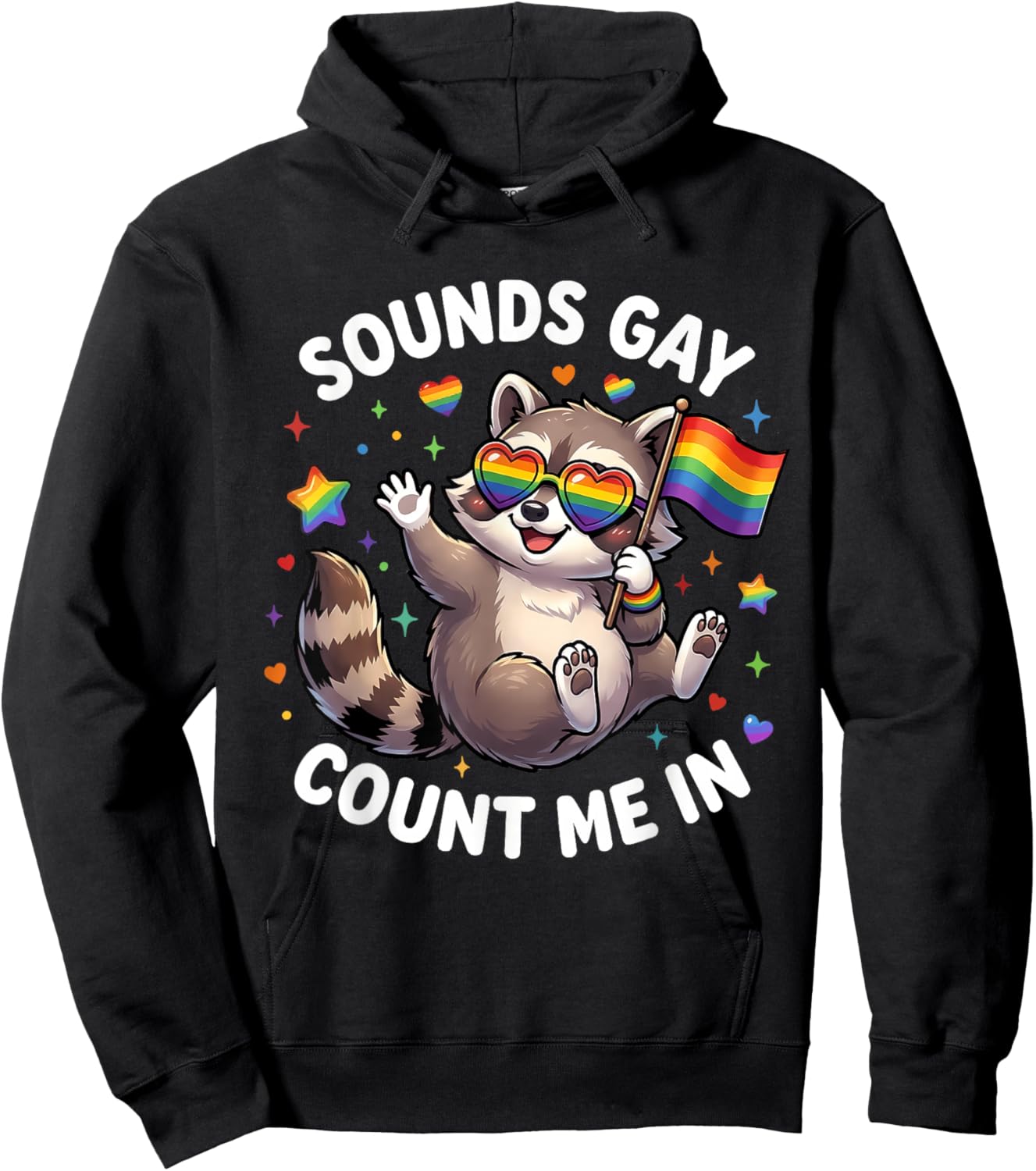 Funny Raccoon Pride Shirt Gay Pride Gift Fun Hoodie - Hoodie | Black