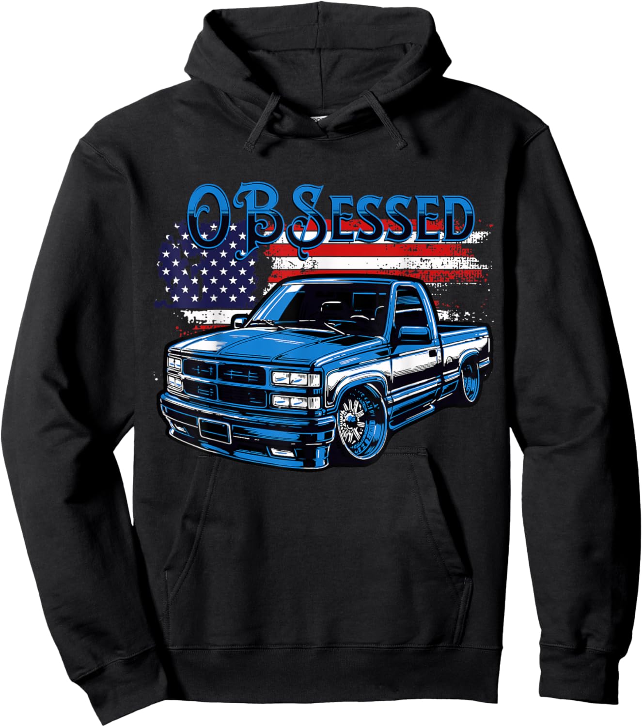 OBS Pickup Truck Slammed Old Body Style Custom Classic Truck Hoodie - Hoodie | Black