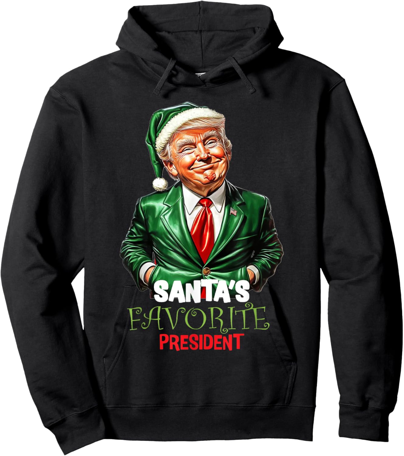 Santa's Favorite President Funny Trump Hoodie - Hoodie | Black