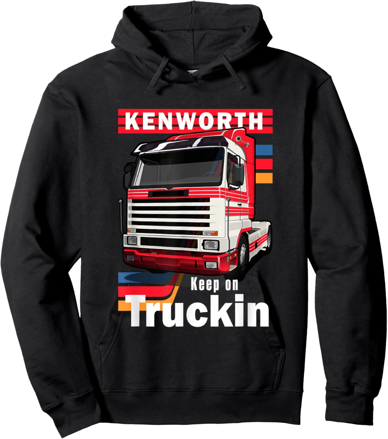 Kenworth Keep On Truckin - Men's -Adults Classic Fit Black Short Sleeve - Small Hoodie - Hoodie | Black