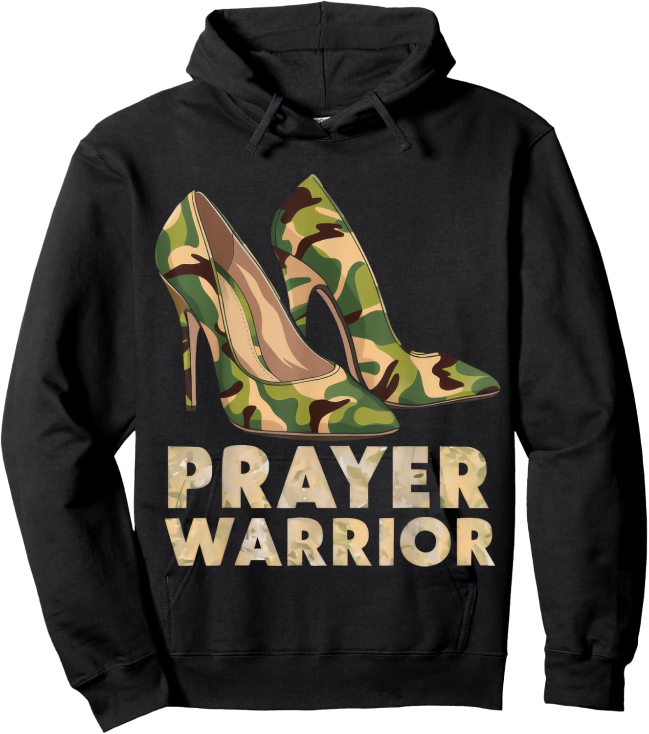 Faith in God Christian Prayer Warrior Camo Heels Jesus Hoodie - Hoodie | Black