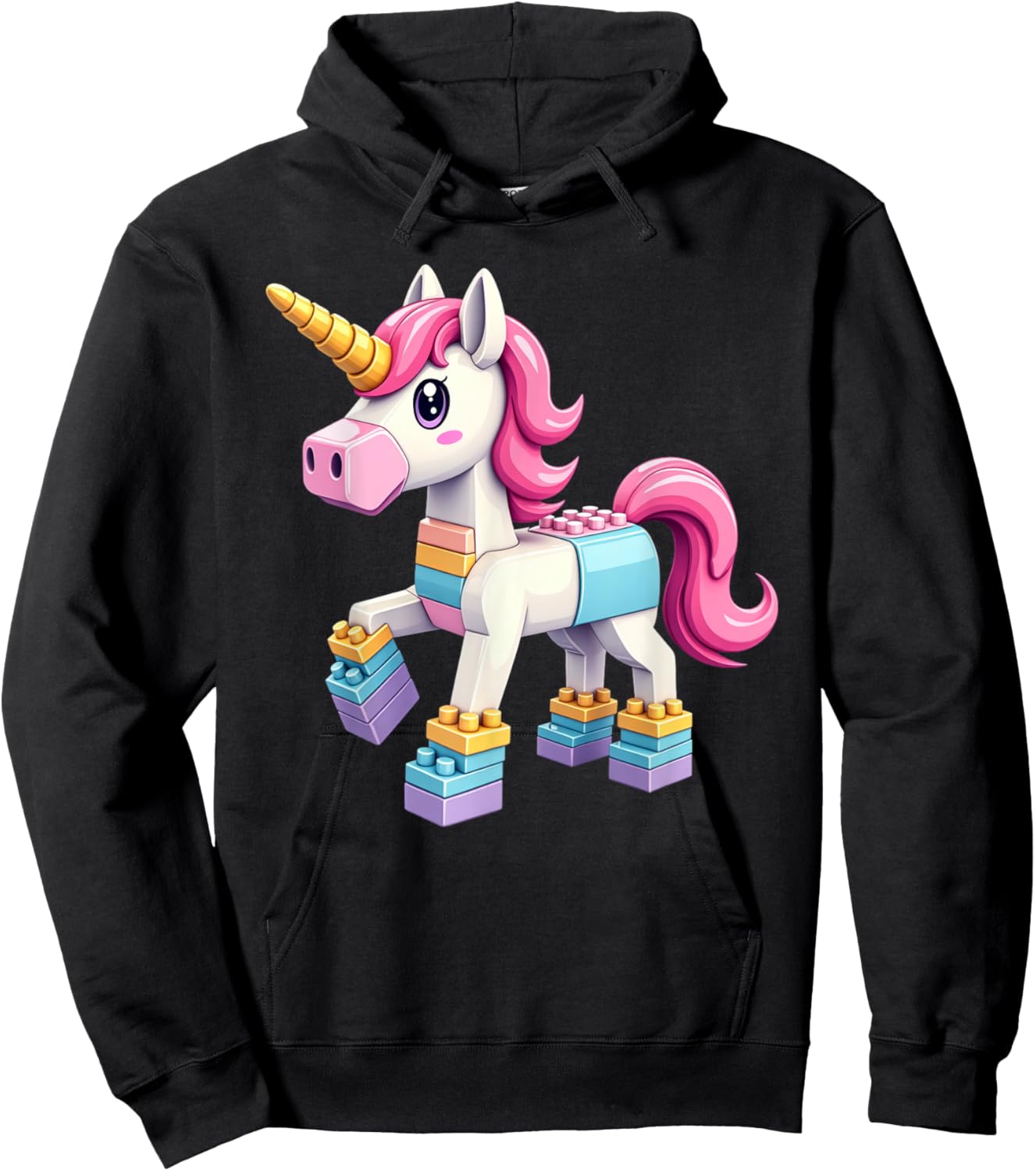 Block Building Unicorn Lover Master Builder Bricks Hoodie - Hoodie | Black
