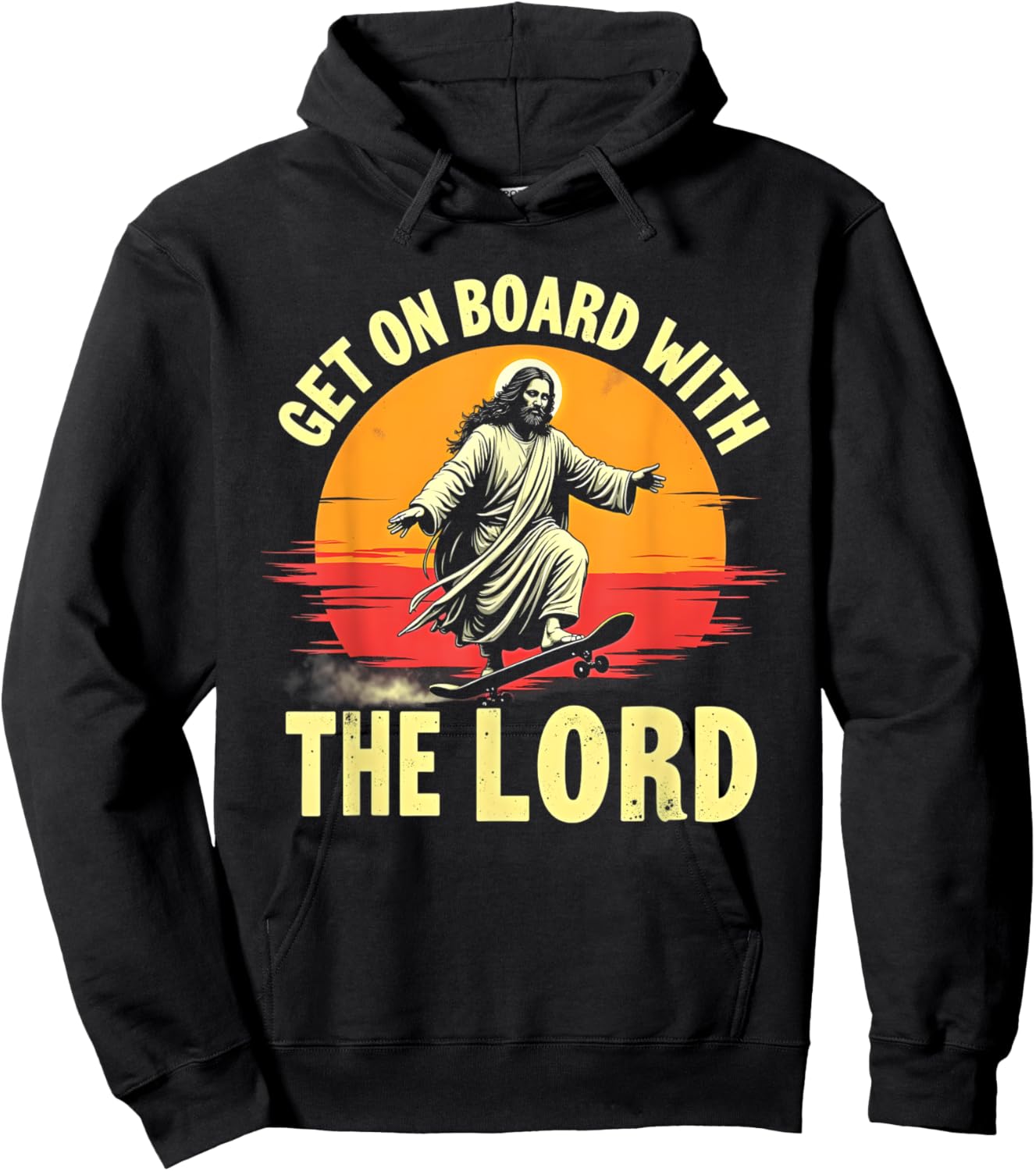 Get On Board With The Lord Christ Skateboarding Jesus Skate Hoodie - Hoodie | Black