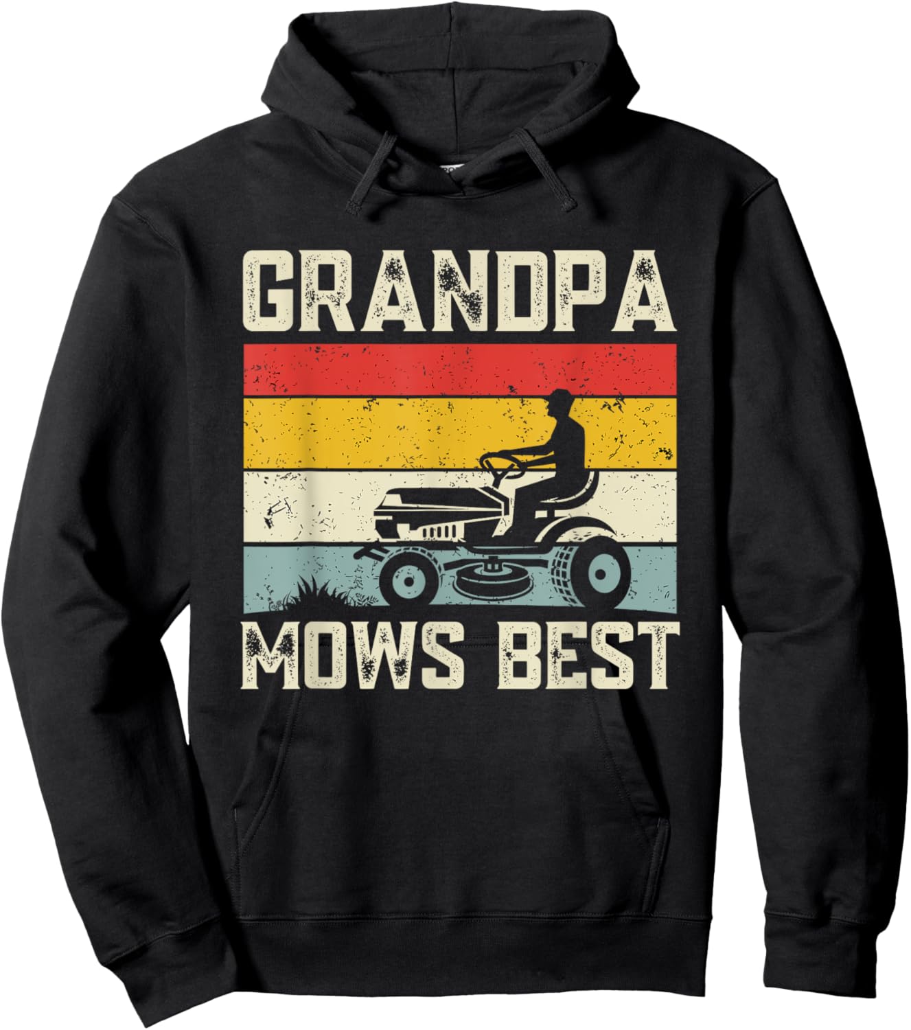 Grandpa Mows Best Retro Lawn Care Mowing Funny Father's Day Hoodie - Hoodie | Black