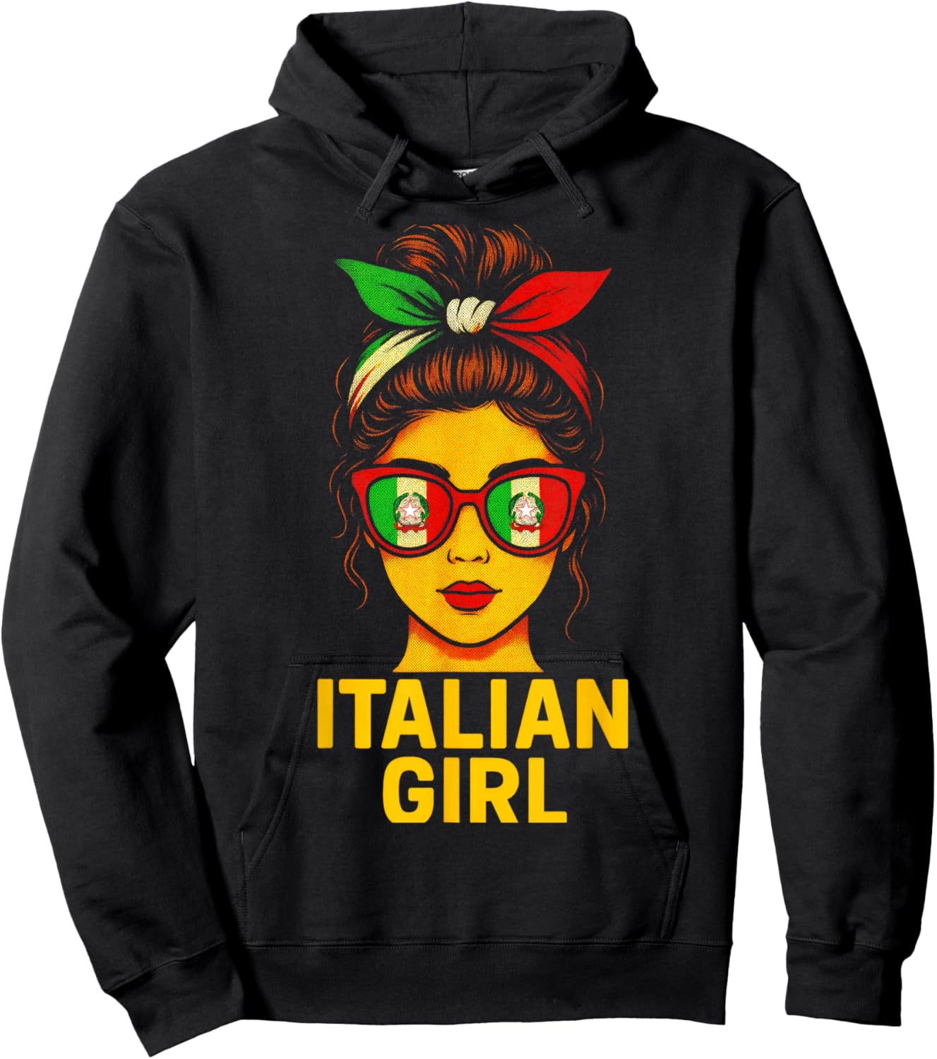 Italian Girl - Italy Flag Hair Bun Design Hoodie - Hoodie | Black