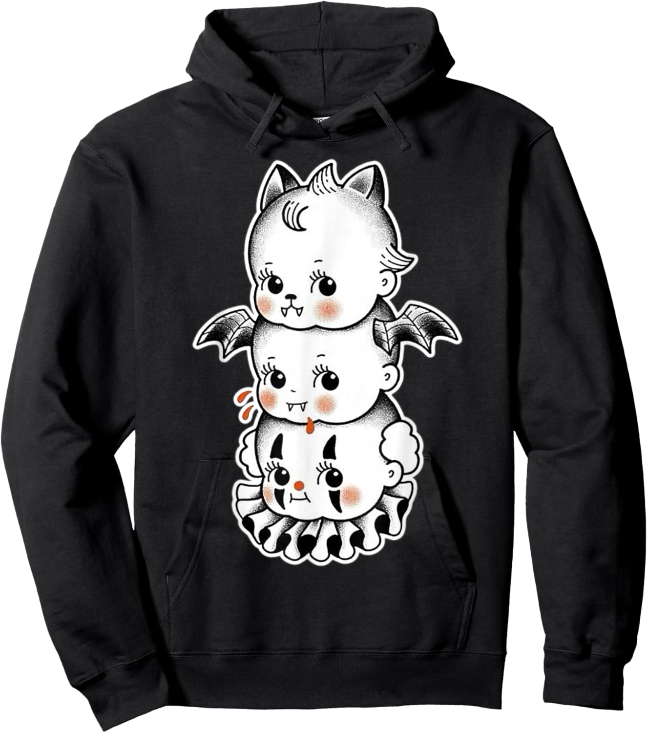 Kewpie Baby Spooky Vampire Clown Bat Hoodie - Hoodie | Black