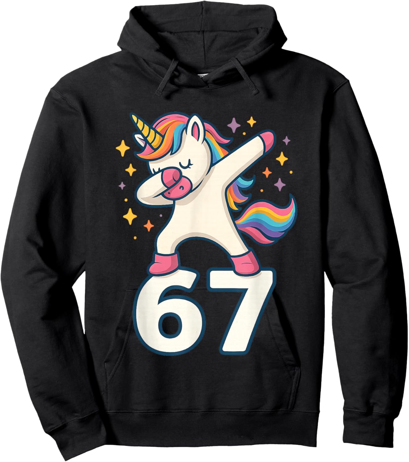 67 Unicorn for Girls Six Seven Meme Brain Red Funny Kids Hoodie - Hoodie | Black