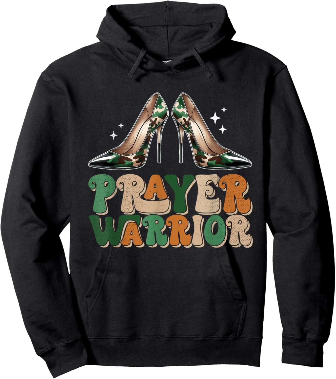 Camo Heels Prayer Warrior Faith God Christian Women Hoodie - Hoodie | Black
