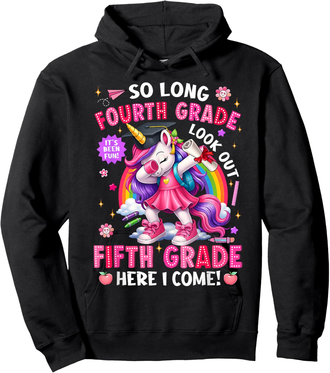 So Long 4th Grade Look Out 5th Grade Here I Come Unicorn Hoodie - Hoodie | Black