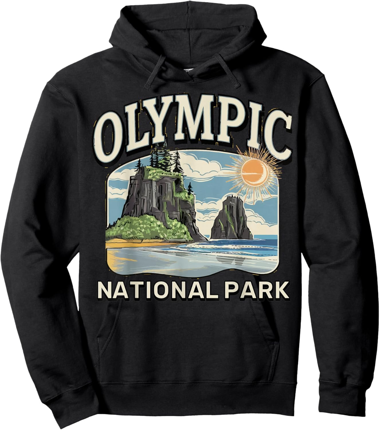 Coastal Forest Landscape Hoh Rainforest Olympic NationalPark Hoodie - Hoodie | Black