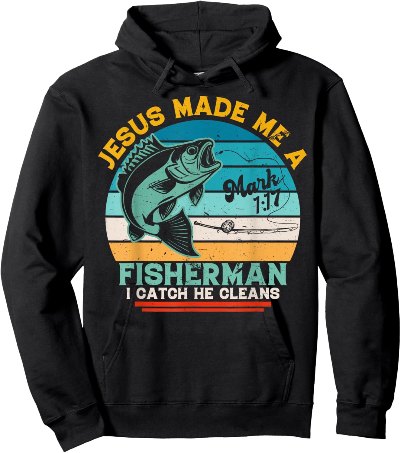 Christian Lovers Jesus Made Me A Fisherman Faith Fisherman Hoodie - Hoodie | Black