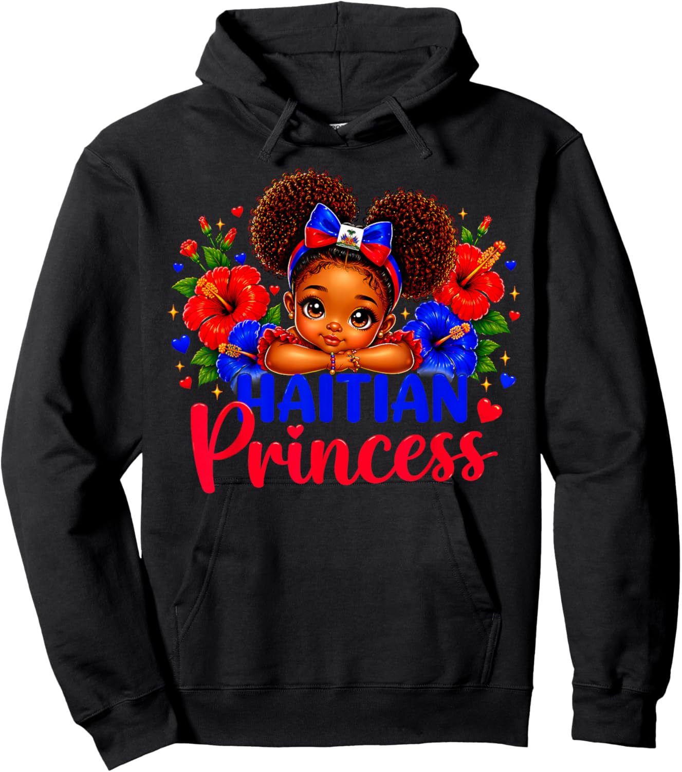 Haitian Princess Haiti Flag Melanin for Black Girls Kids Hoodie - Hoodie | Black