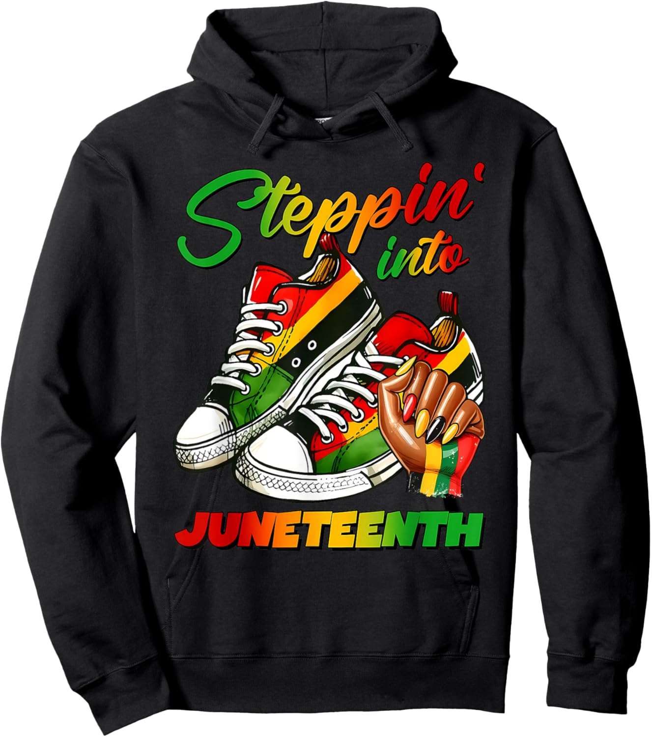 Steppin' Into Juneteenth 1865 Black Women Girl Queen Hoodie - Hoodie | Black