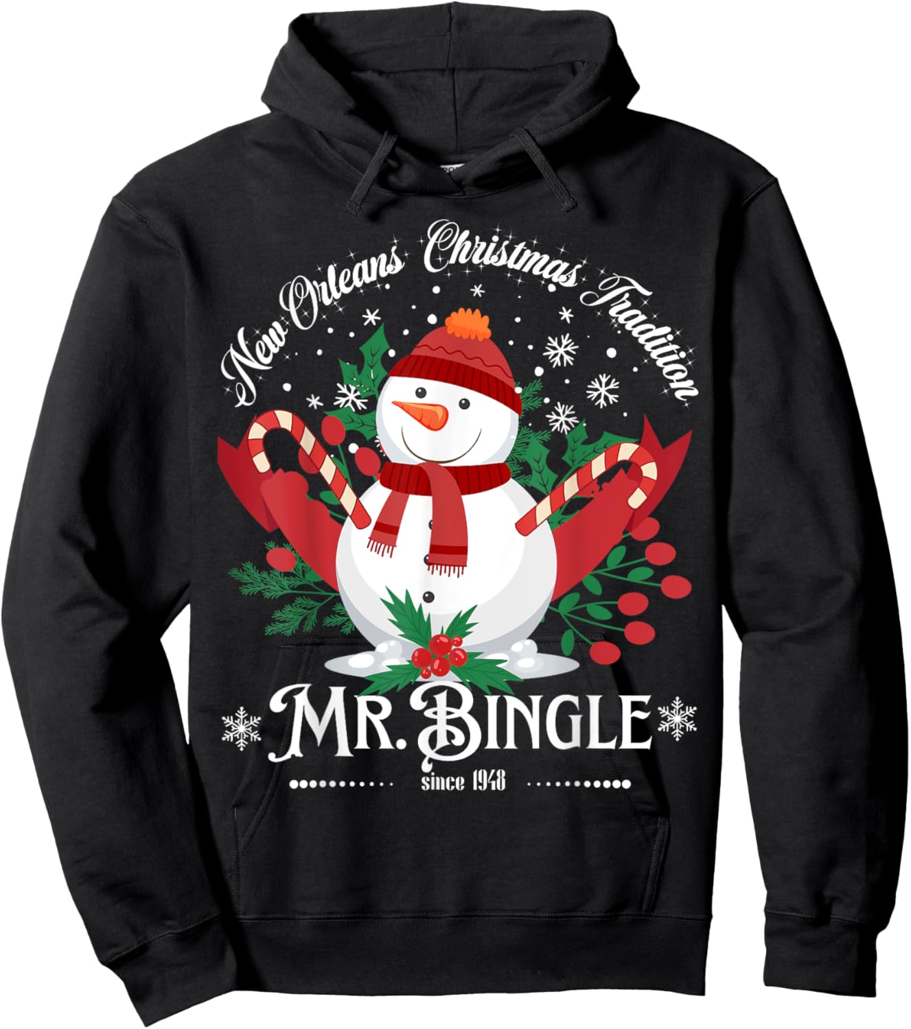 New Orleans Mr.Bingle Christmas Tradition Snowmen Christmas Hoodie - Hoodie | Black