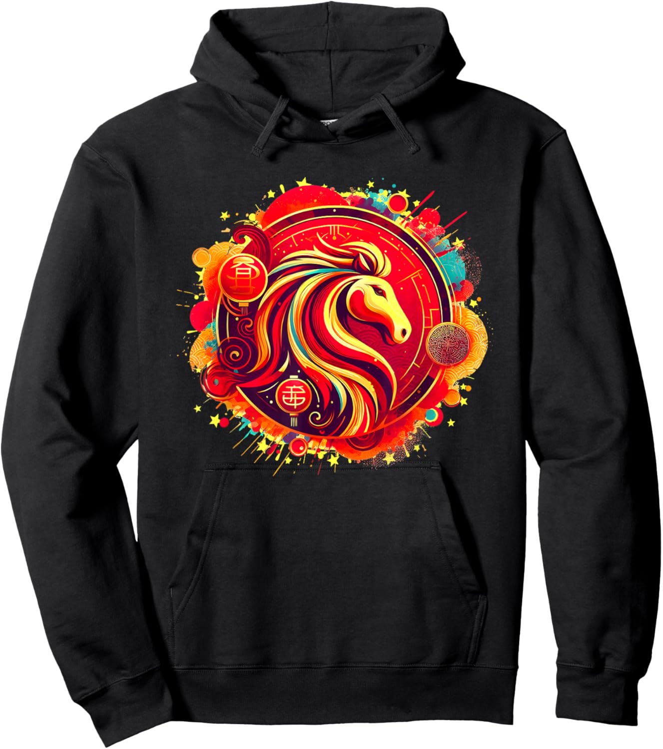 Year of the Horse 2026 Chinese Zodiac Lunar New Year Hoodie - Hoodie | Black