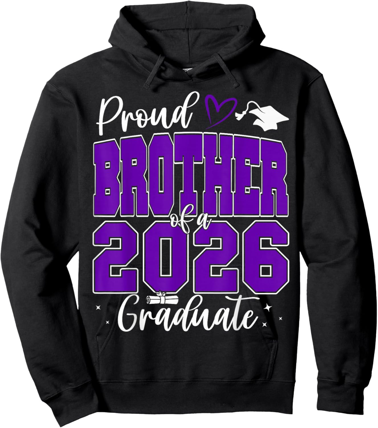 Proud Brother of a Class of 2026 Graduate Senior Graduation Hoodie - Hoodie | Black