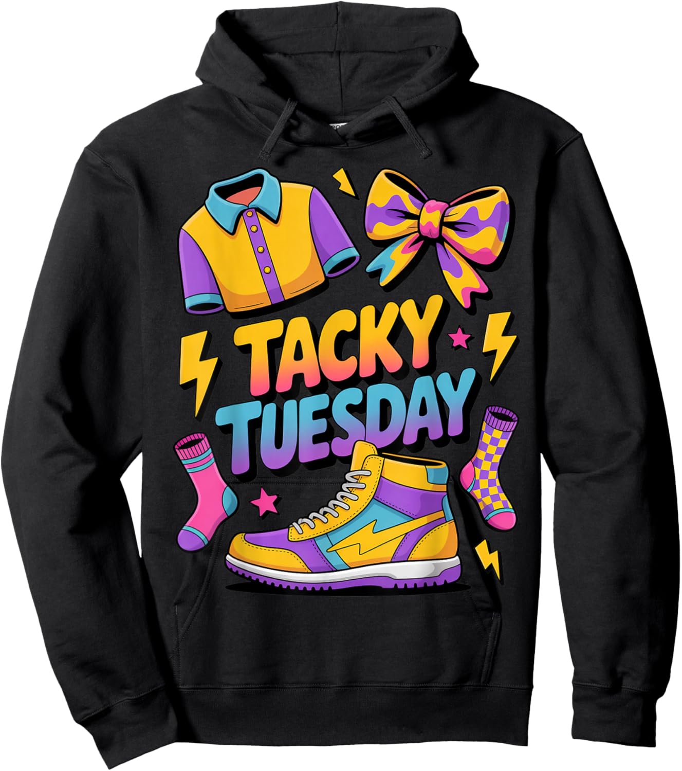Tacky Tuesday Summer Wacky Mismatch Day Tacky Day Hoodie - Hoodie | Black