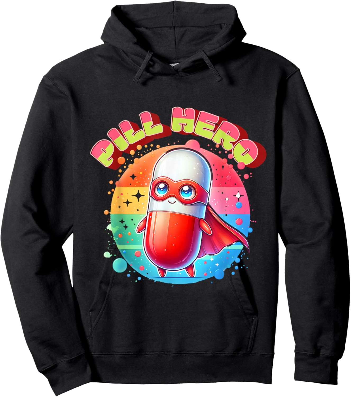 Cute Superhero Tablet Super Pill Hero Pharmacist Hoodie - Hoodie | Black