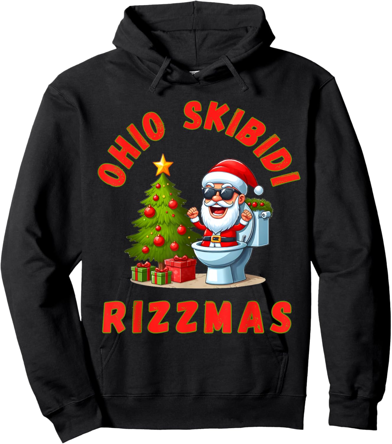 Ohio Skibidi Rizzmas Funny Christmas Rizz Gyatt Rizz Santa Hoodie - Hoodie | Black