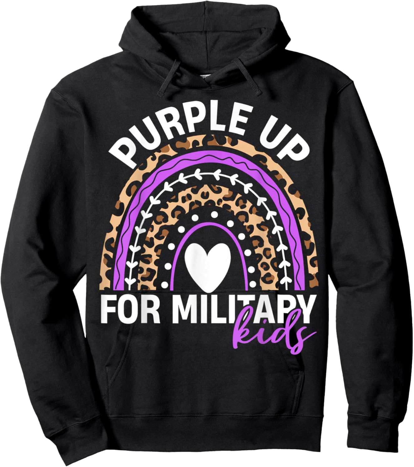 Purple Up for Military Kids Month Military Child Rainbow Hoodie - Hoodie | Black