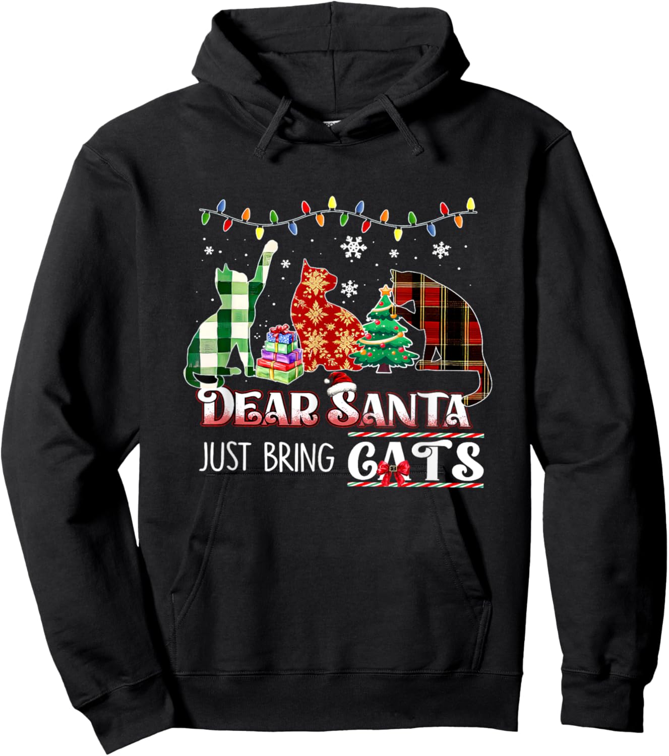 Dear Santa Just Bring Cats Funny Christmas Cat Lover Xmas Hoodie - Hoodie | Black