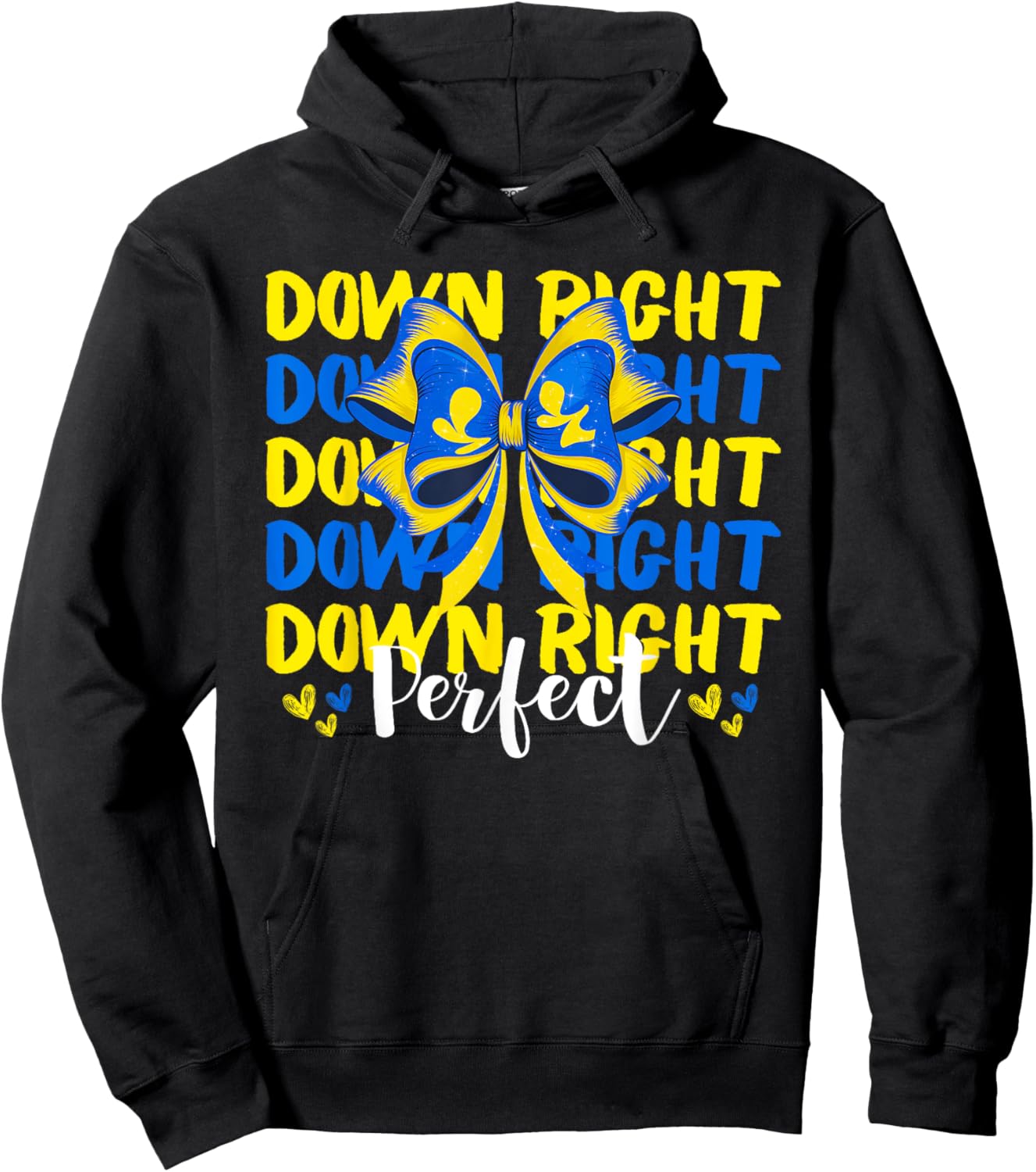 World Down Syndrome Day Down Right Perfect Coquette Bow Girl Hoodie - Hoodie | Black