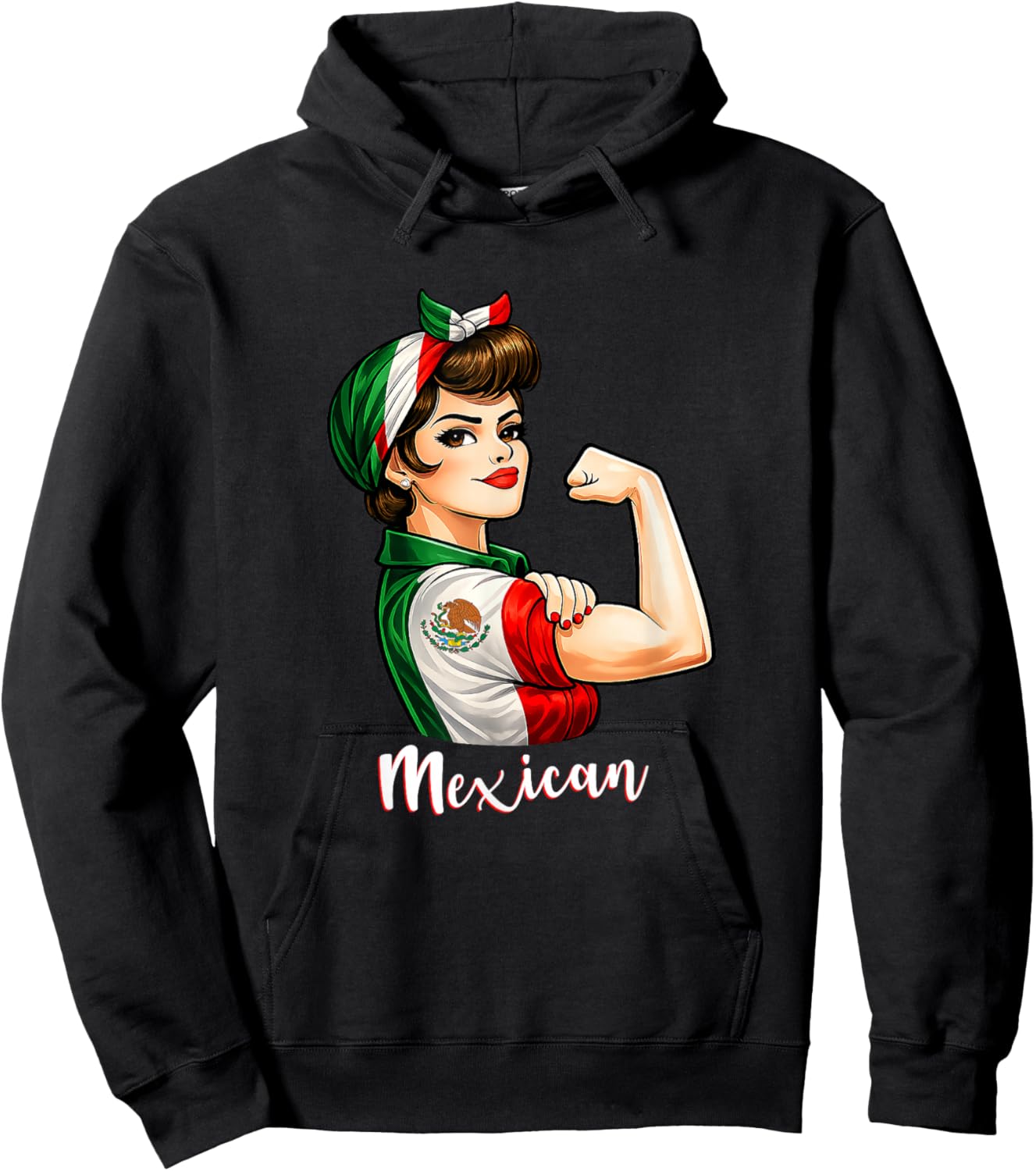 Proud Strong Mexican Girl Woman Girlfriend Mexico Flag Hoodie - Hoodie | Black