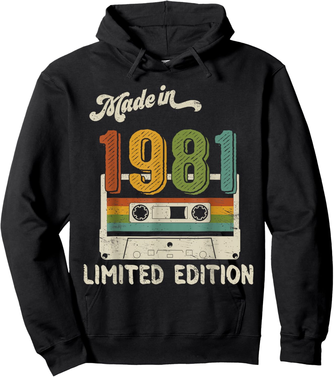 Made In 1981 Limited Edition Retro Cassette 44th Birthday Hoodie - Hoodie | Black