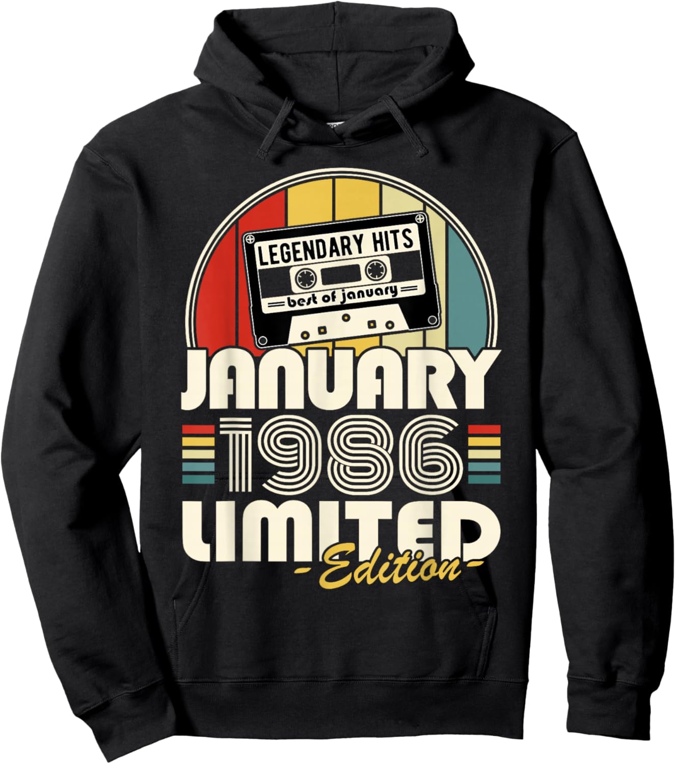 Vintage Birthday 40 Years Born in January 1986 Man Woman Hoodie - Hoodie | Black