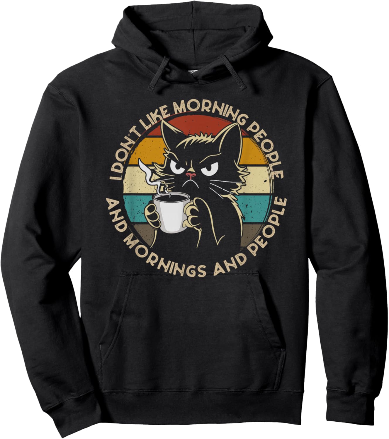 I Hate Morning People And Mornings And People Coffee Cat Hoodie - Hoodie | Black